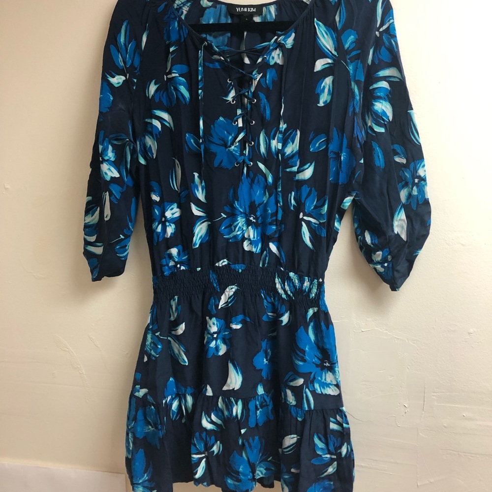 Yumi Kim blue floral lace up dress